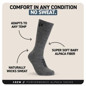 Hollow Performance Alpaca Crew Socks - Gray - L - Nwt